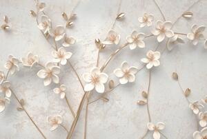 Fototapet - Flori cu tulpini aurii (296x200 cm)