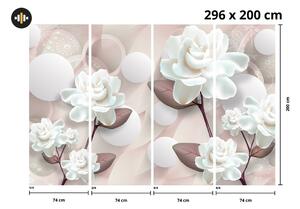 Fototapet - Flori albe 3D (296x200 cm)