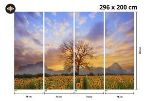 Fototapet - Copac în floarea soarelui (296x200 cm)