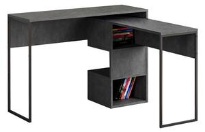 Birou pe Colt Pako World, model Badau, 110x77x37 cm, Gri Inchis/Negru