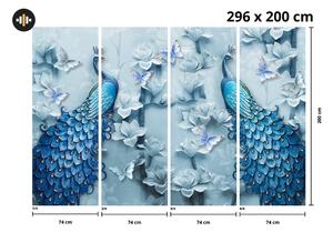 Fototapet - Păuni albaștri 3D (296x200 cm)