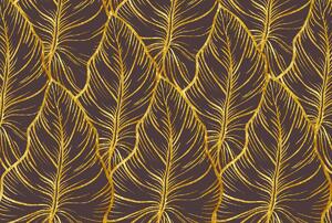 Fototapet - Frunze aurii, întunecate (296x200 cm)