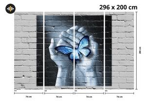 Fototapet - Fluture pe perete (296x200 cm)