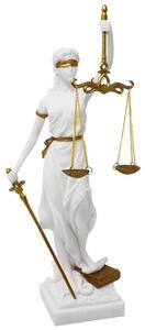 Statueta Justitia - Rasina Alba cu Accente Aurii, 35 cm