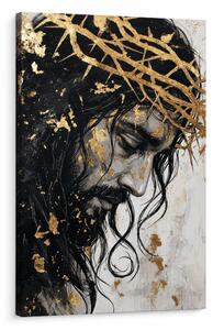 Tablou cu portretul lui Iisus Hristos cu coroană de spini – detalii pictate manual - 40x60 cm