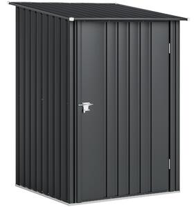 Outsunny Căsuță de Grădină 0,92m² din Oțel Galvanizat, Depozit pentru Unelte cu Ușă Blocabilă și Acoperiș Înclinat, 100x104x160 cm, Gri Închis | Aosom Romania