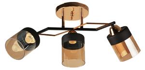 Candelabru Klausen Laser 3 Essential 59x25x15 cm 3xE27 Metal Negru Sticla Ambra Corp Iluminat Clasic Elegant pentru Dining Living Design Interior