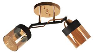 Candelabru Klausen Laser 2 cu 2 becuri E27, Sticla Ambra si Metal Negru, 24x47x15 cm, Design Clasic pentru Iluminat Living sau Dining Elegant