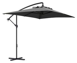 Outsunny Umbrelă Consolă 3m cu Bază în Cruce, Model Banana cu Manivelă, 6 Spite, Umbrelă Dreptunghiulară pentru Terasă, Gri | Aosom Romania