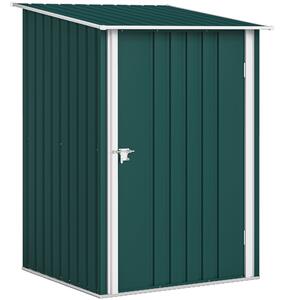 Outsunny Căsuță de Grădină 0,92m² din Oțel Galvanizat, Depozit pentru Unelte cu Ușă Blocabilă, Acoperiș Înclinat, 100x104x160 cm, Verde | Aosom Romania