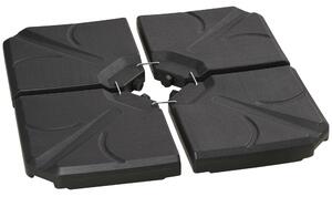 Outsunny Set 4 Baze Umbrelă Grădină din Plastic HDPE, Rezistente la Apă/Nisip, 103x103x8.3 cm, Negru | Aosom Romania