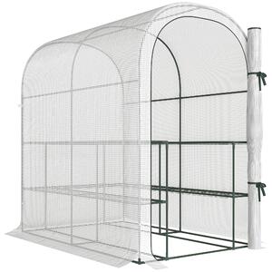 Outsunny Seră de Grădină cu Rafturi și Ușă Rulabilă, Seră pentru Grădină cu Cadru din Oțel, Acoperiș din PE Anti-UV, pentru Legume, Flori și Plante, 123x187x189 cm, Alb | Aosom Romania