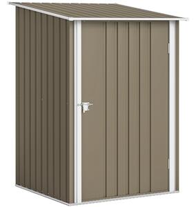 Outsunny Magazie de Grădină 0,92m² din Oțel Galvanizat, Depozit pentru Unelte cu Ușă Blocabilă, Acoperiș Înclinat, 100x104x160 cm, Maro și Alb | Aosom Romania