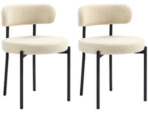 HOMCOM Set 2 Scaune de Dining Moderne din Tesătură Sherpa, Bej | Aosom Romania