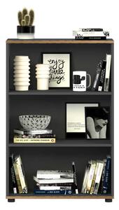 Biblioteca Adore Rio Mini, 3 rafturi, Alb - Nuc - Antracit, 72x109x34 cm