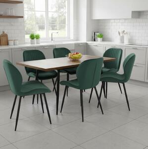 Set masă extensibilă Lisabona Nuc cu 6 Scaune Opal Verde