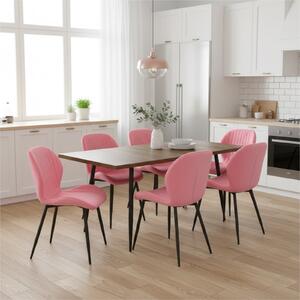 Set masă extensibilă Lisabona Nuc cu 6 Scaune Opal Roz 2