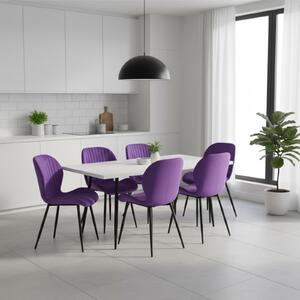 Set masă extensibilă Lisabona Albă cu 6 Scaune Opal Mov