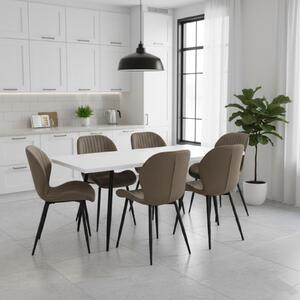 Set masă extensibilă Lisabona Albă cu 6 Scaune Opal Maro