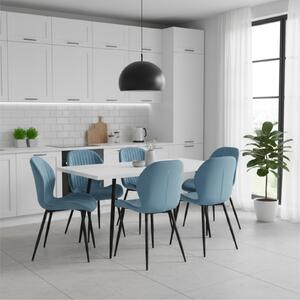 Set masă extensibilă Lisabona Albă cu 6 Scaune Opal Blue