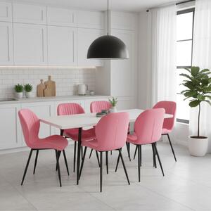 Set masă extensibilă Lisabona Albă cu 6 Scaune Opal Roz 2