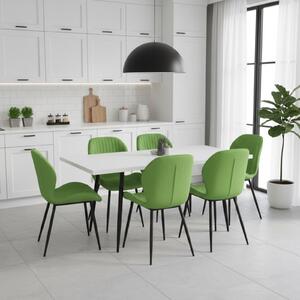 Set masă extensibilă Lisabona Albă cu 6 Scaune Opal Olive