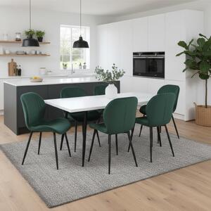 Set masă extensibilă Lisabona Albă cu 6 Scaune Opal Verde