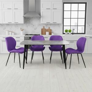 Set Masă fixă Atlas Marble Gri cu 4 Scaune Opal Mov