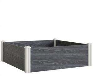 Outsunny Pat Înălțat de Grădină din Vinil, 102x102x33 cm, Kit Modular cu Picioare Interconectabile și Fund Deschis, Jardinieră pentru Flori, Ierburi și Legume, Gri Închis | Aosom Romania