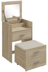 HOMCOM Masă de Toaletă cu Oglindă Rabatabilă, Natural | Aosom Romania