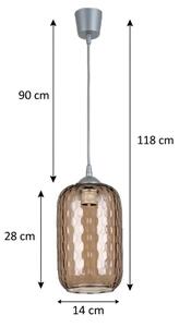 Brilagi -LED Lustră suspendată pe cablu R GLASS 1xE27/60W/230V diam. 14 cm argintiu/maro fumuriu