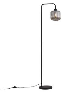 Lampă de podea de design neagră cu sticlă fumurie - Ana