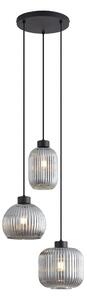 Lampă suspendată de design neagră cu sticlă fumurie cu 3 lumini - Ana