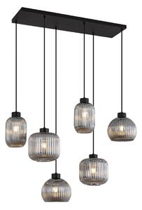 Lampa suspendată de design neagră cu sticlă fumurie cu 6 lumini - Ana