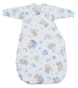 Sac de dormit copii cu maneci 3-12 luni Kidizi Koala Dreams Blue, 1 tog, bumbac 100%, pentru toamna/iarna