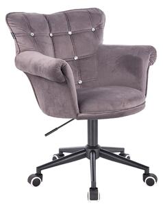 HR804CK Scaun Catifea Grafit cu Bază Neagră