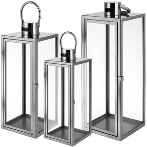 Felinar decorativ argintiu Ruhhy 26477 – Set de 3 bucăți