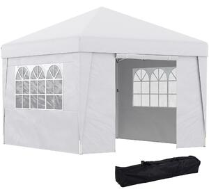 Outsunny Cort Pliabil 3x3m cu Înălțime Reglabilă, Design Pop Up, Ferestre, Alb, Perfect pentru Evenimente în Aer Liber | Aosom Romania