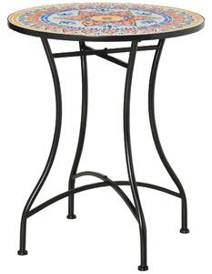 Outsunny Masa Rotunda Stil Bistro de 60 cm cu Mozaic pentru Gradina, Veranda, Exterior, Balcon, Gri | Aosom Romania