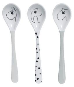 Linguri de plastic gri pentru copii 3 buc. Happy Dots - Done by Deer