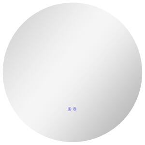 Kleankin Oglinda de Baie Rotunda cu Lumina LED in 3 Culori si intrerupatoare Touch, Ø70x3.5 cm, Transparent | Aosom Romania