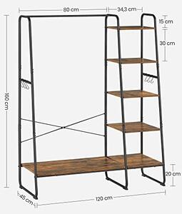 Cuier cu rafturi Model Dougherty, Negru, 120×45×160 cm