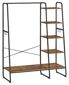 Cuier cu rafturi Model Dougherty, Negru, 120×45×160 cm