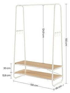 Cuier cu rafturi Model Fisher, Alb, 100x45x160 cm