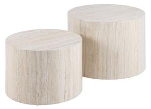 Măsuțe de cafea bej 2 buc. rotunde cu aspect de piatră ø 58 cm Dice – Actona
