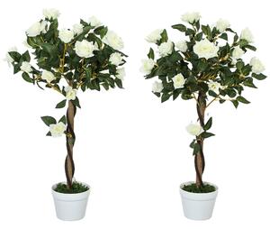Outsunny Plantă Artificială de Trandafir cu 21 de Flori Ø18x90 cm Portocaliu cu Vas | Aosom Romania