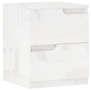 HOMCOM Noptieră Modernă cu 2 Sertare și Design Lucios, Noptieră pentru Dormitor din PAL, 40x40x48 cm, Alb Lucios | Aosom Romania