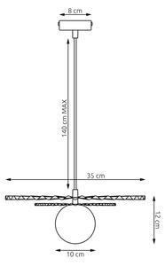 Lustră UMBRA pe cablu, 1xG9/8W/230V, negru/alb
