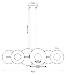 Candelabru suspendat UMBRA pe cablu, 6xG9/8W/230V, bej