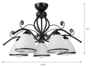 Lustră aplicată RETRO 5xE27/60W/230V, negru/alb